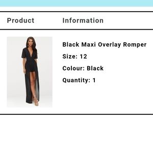 NWOT Black high low romper